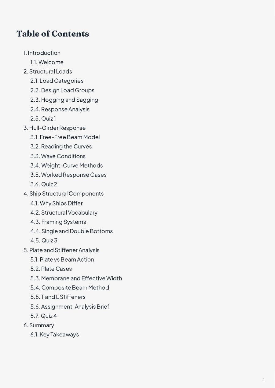 Inside the A05 Ship Structural Analysis Fundamentals course book