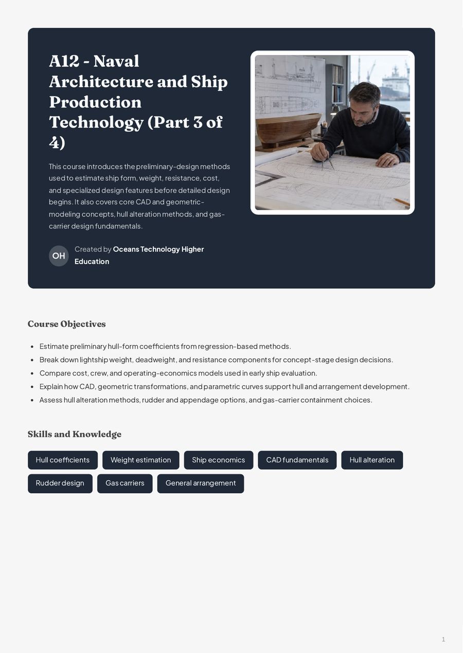 Inside the A12 Naval Architecture and Ship Production Technology (Part 3 of 4) course book