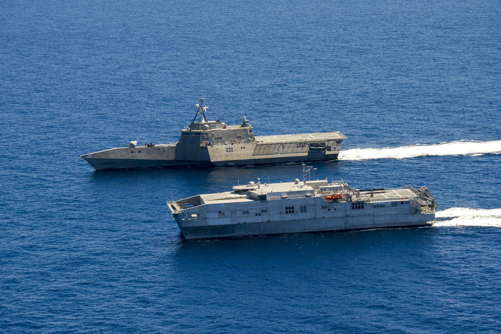USS Coronado and USNS Millinocket under way off California, 2014