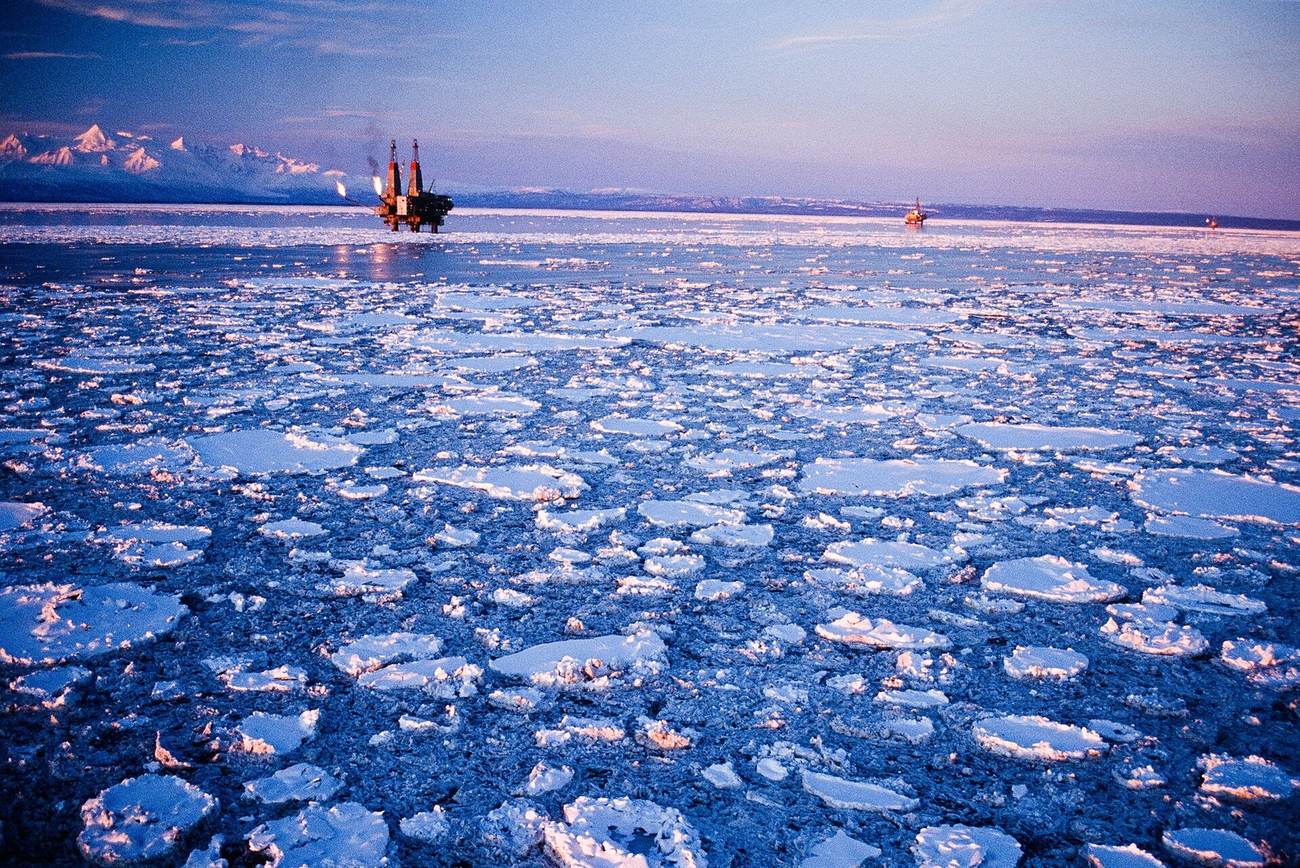 Sea ice, photographed for a U.S. BSEE study on offshore platforms in ice