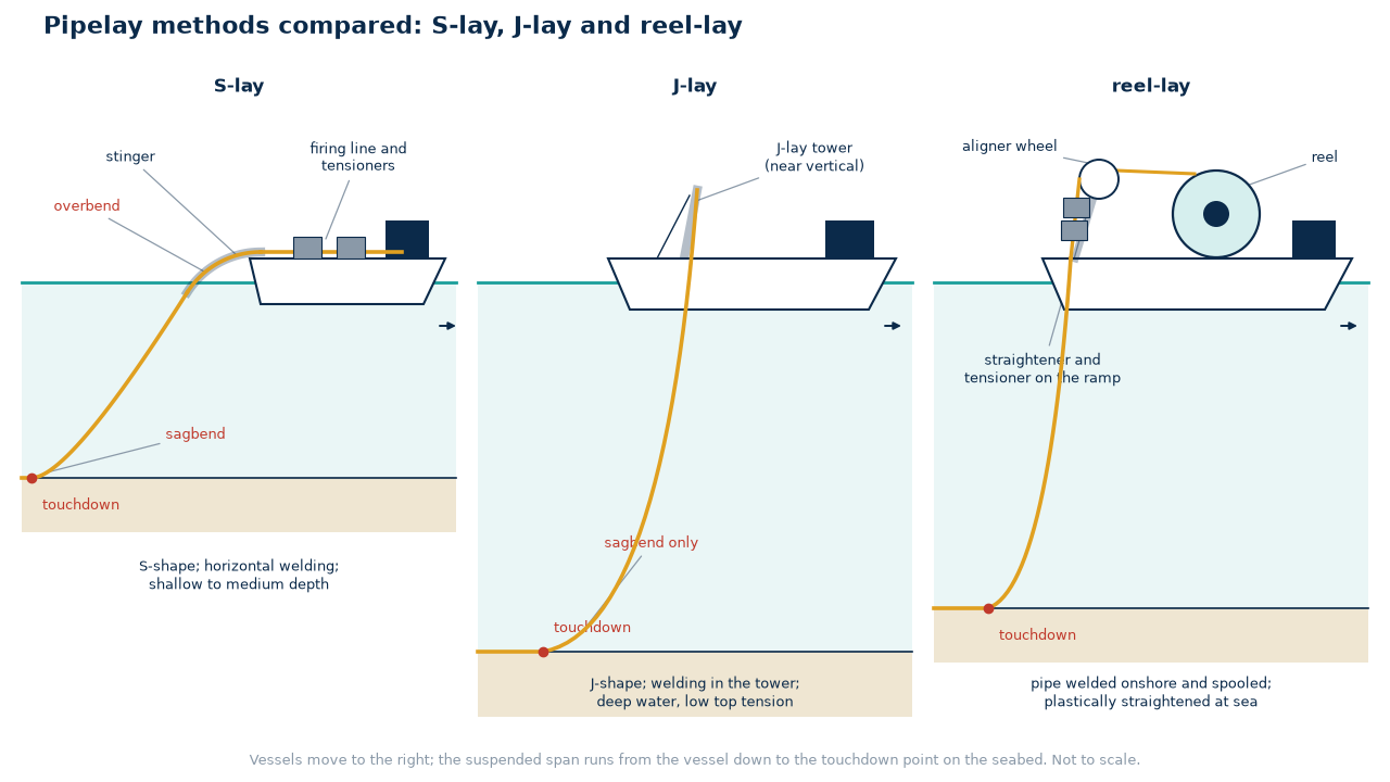 Comparison of S-lay, J-lay and reel-lay pipeline installation