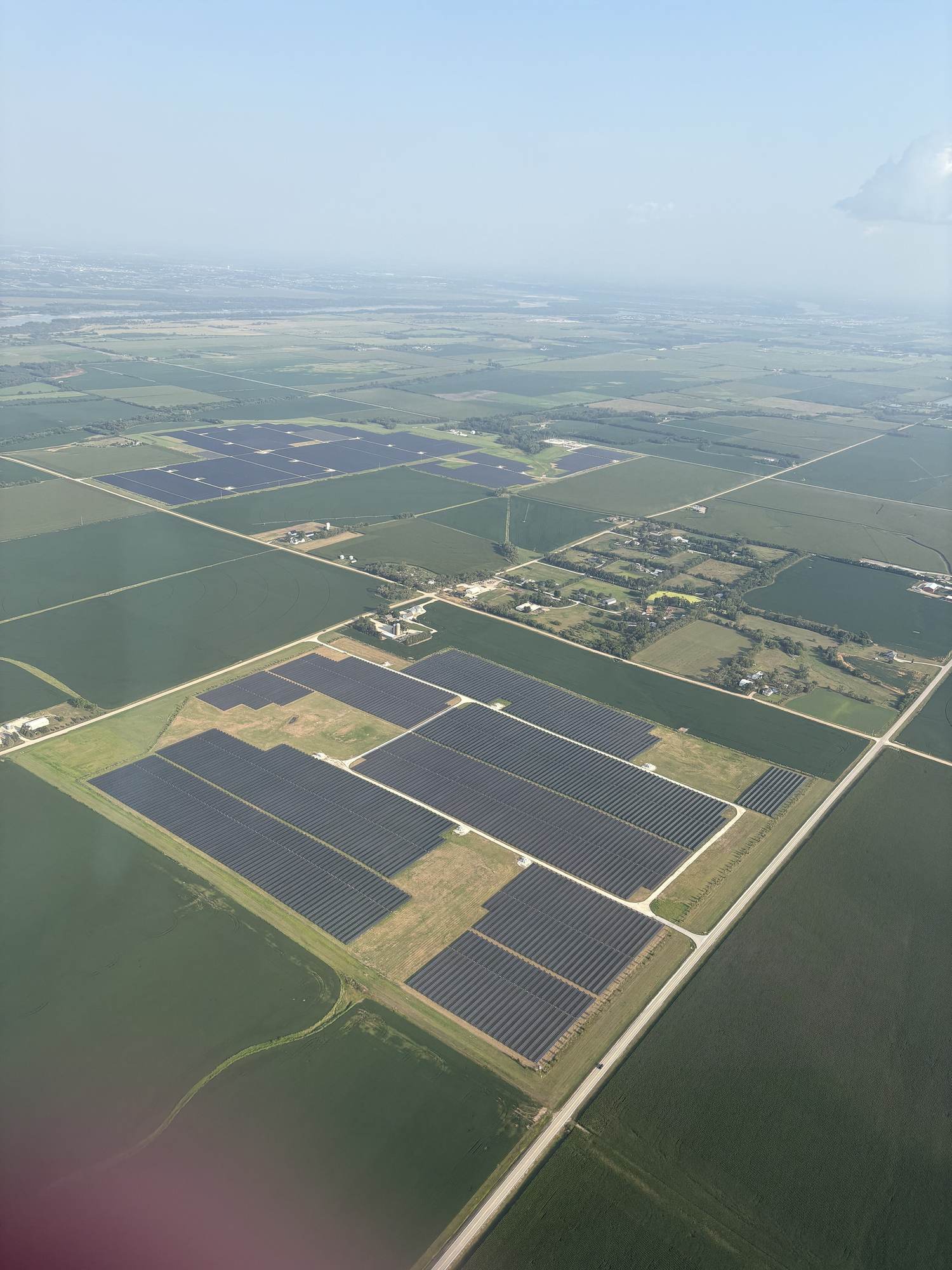 A solar farm near Mead, Nebraska, from the air, 2026
