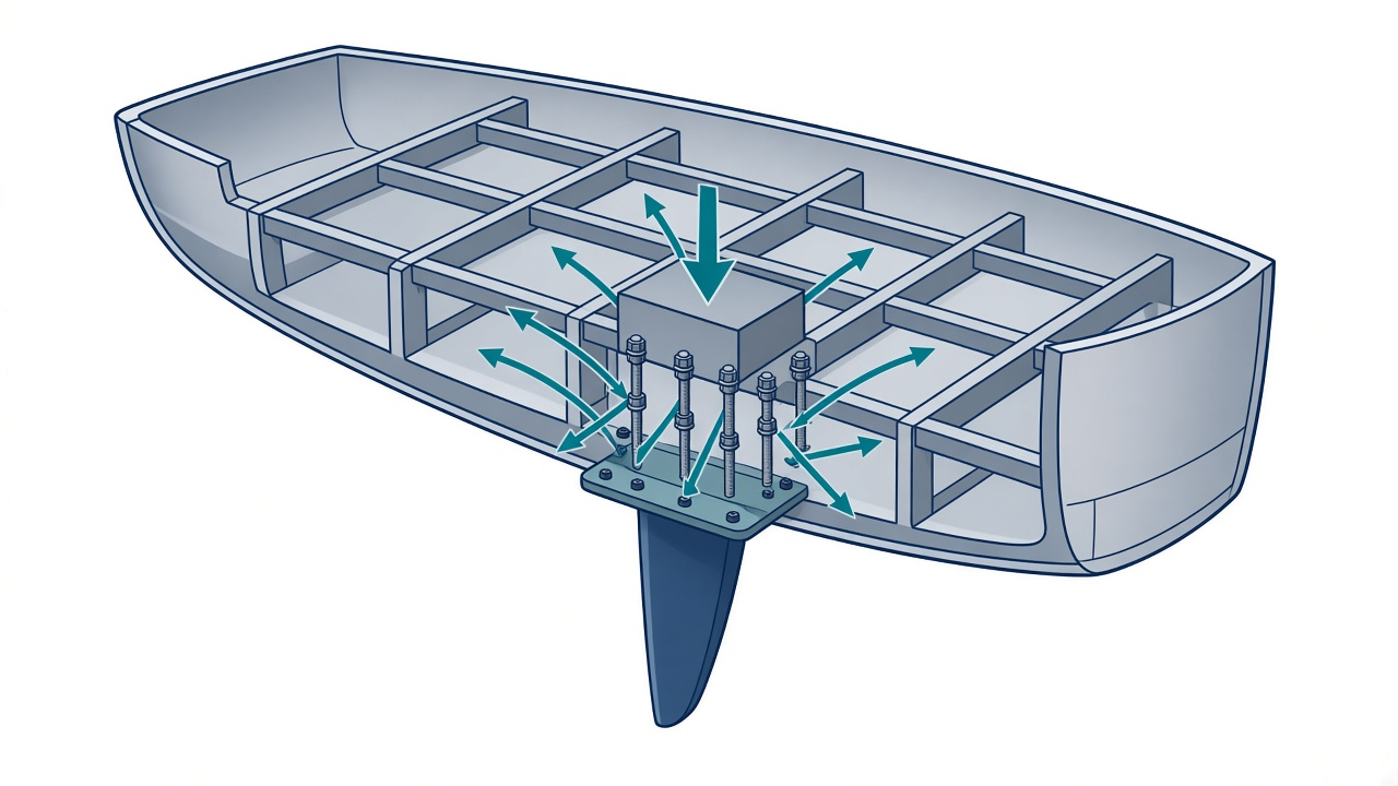 Keel and mast load paths in a composite yacht hull