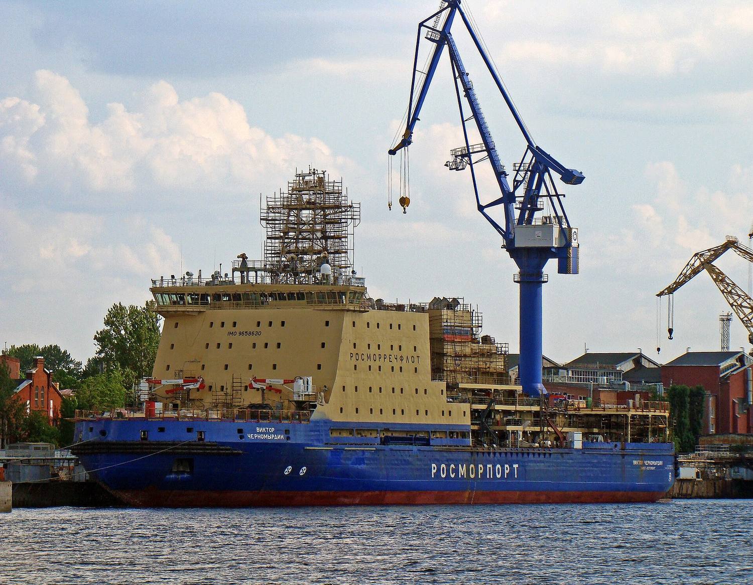 The icebreaker Viktor Chernomyrdin under construction at Admiralty Shipyard, St Petersburg